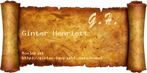 Ginter Henriett névjegykártya